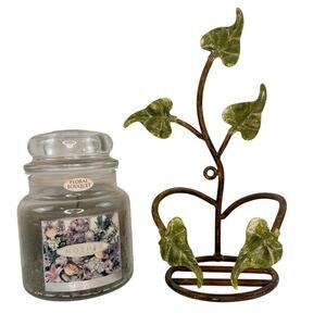 Yankee Candle Mother Floral Bouquet Single Wick Ivy Plant Holder Wax 14.5 oz